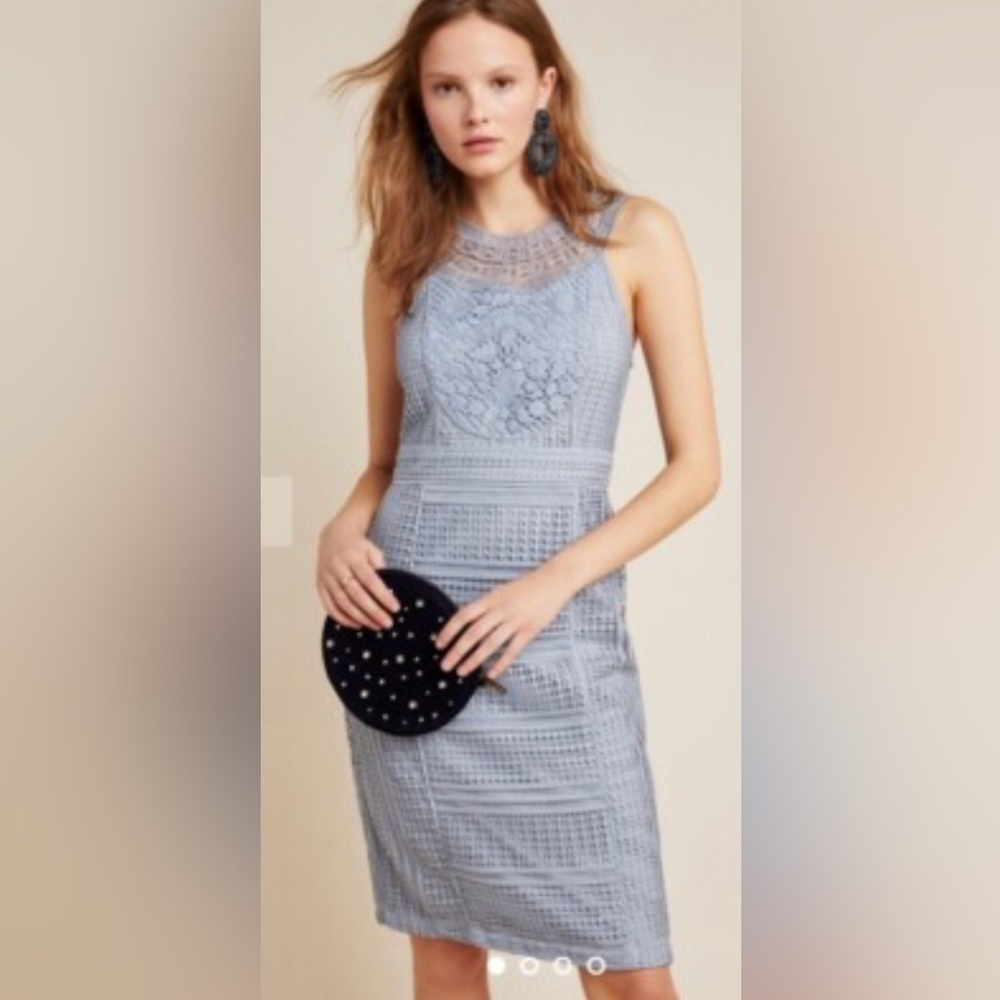 Anthropologie Sleeveless Dylan Steel Blue Lace Dress ZB7